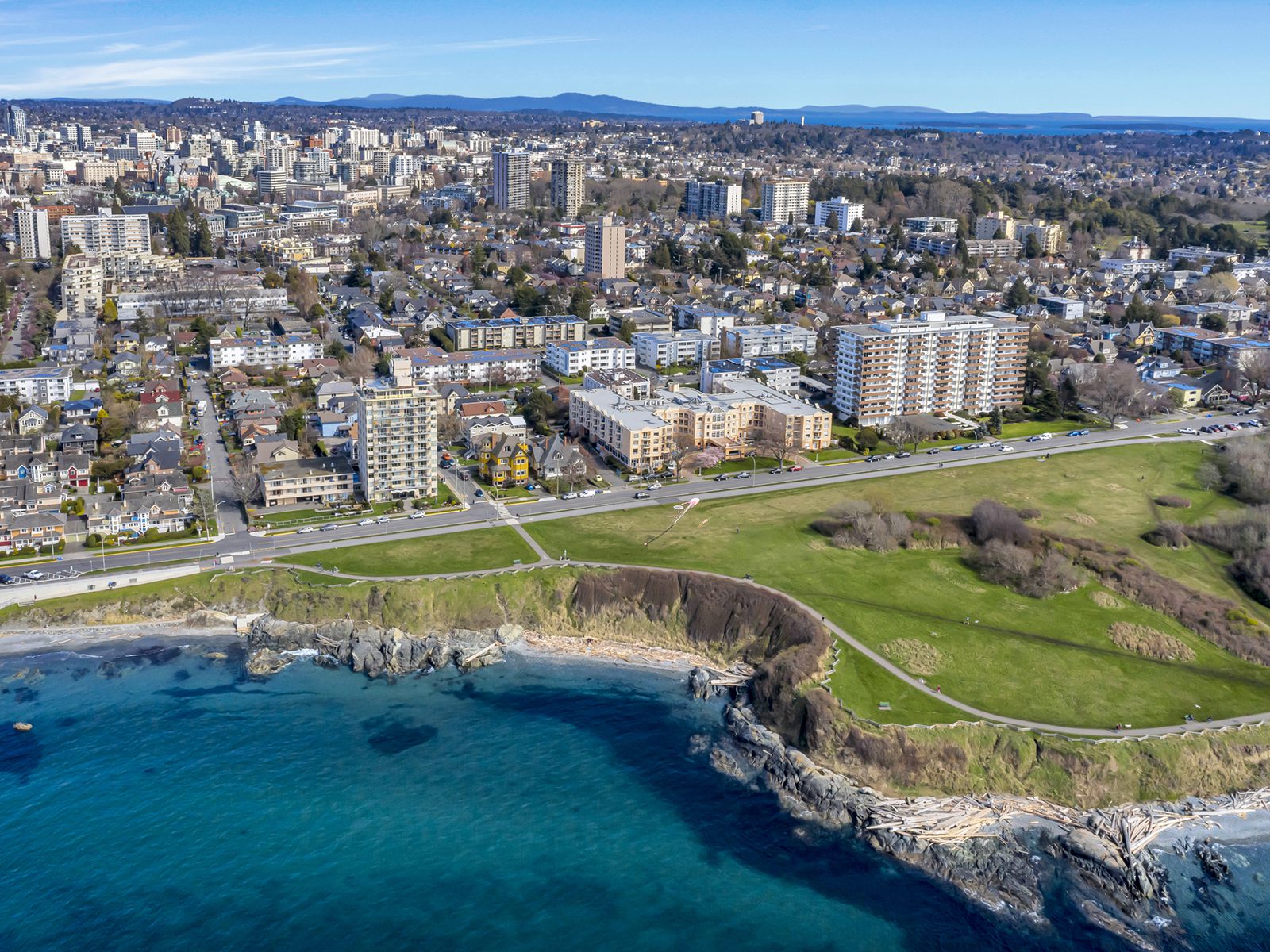 Aerial of Dallas Road in Victoria BC - Angela Provost - Coastline Photography