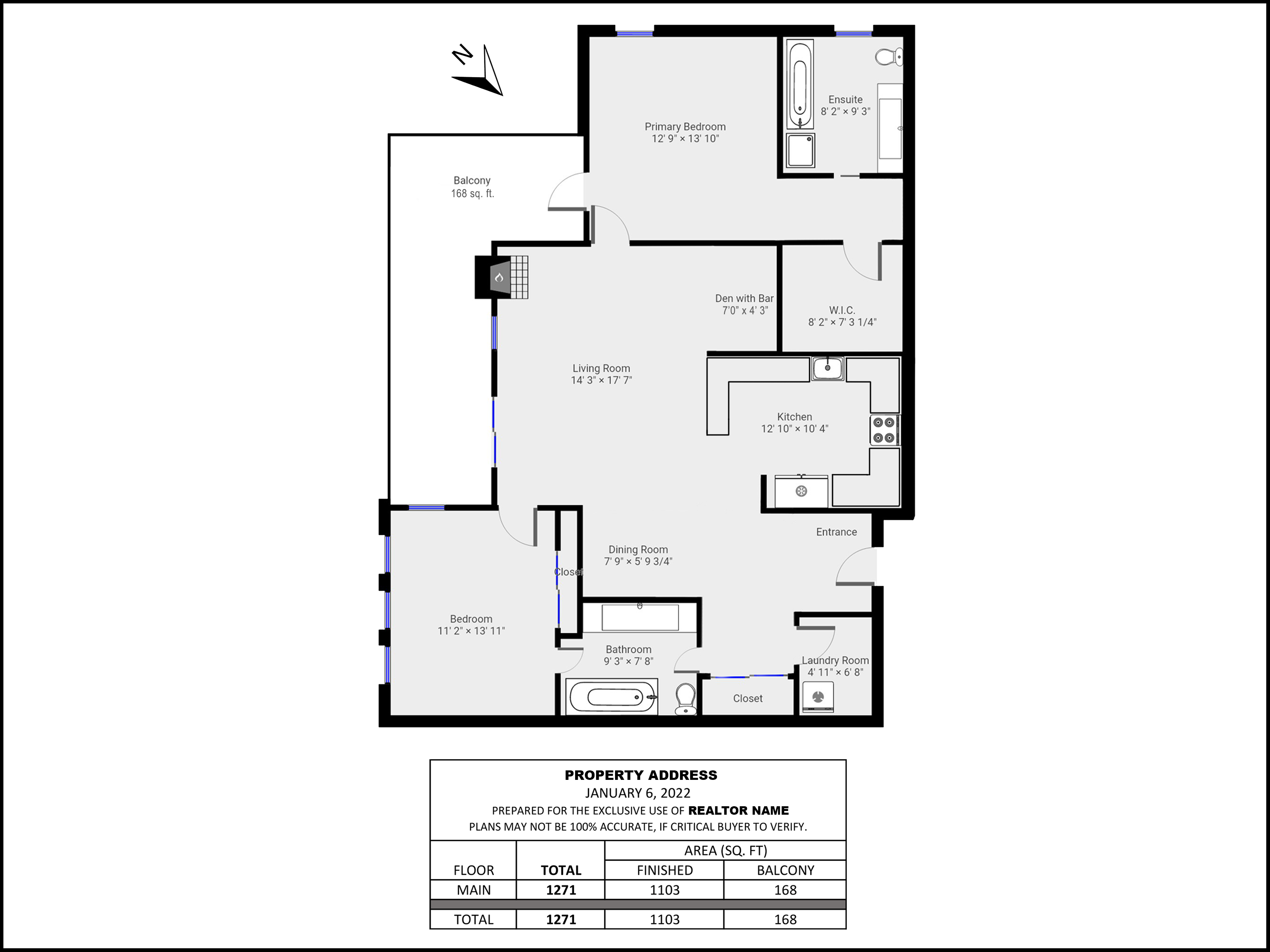 Floor plan in black and white with measurements