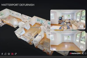 Matterport Defurnish Tool showing before and after examples available with Coastline Photography 